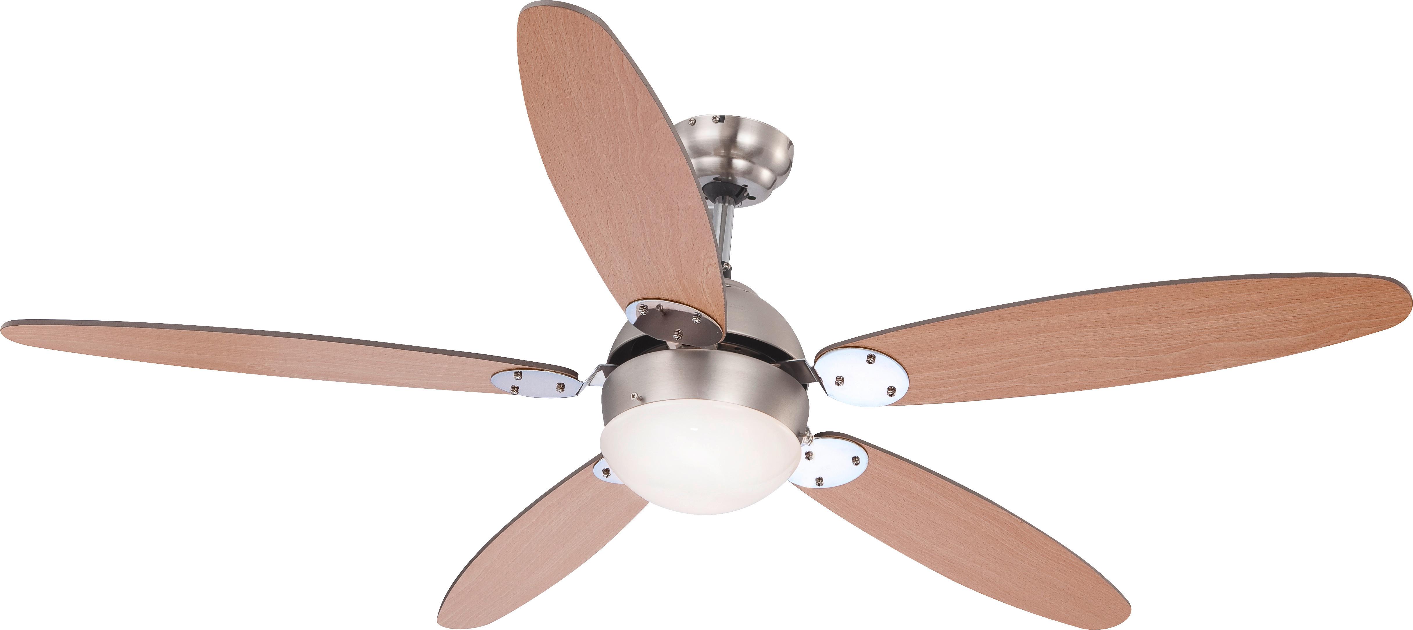 Deckenventilator Rolan Nickel 5 Holzflügel, LED-Leuchte