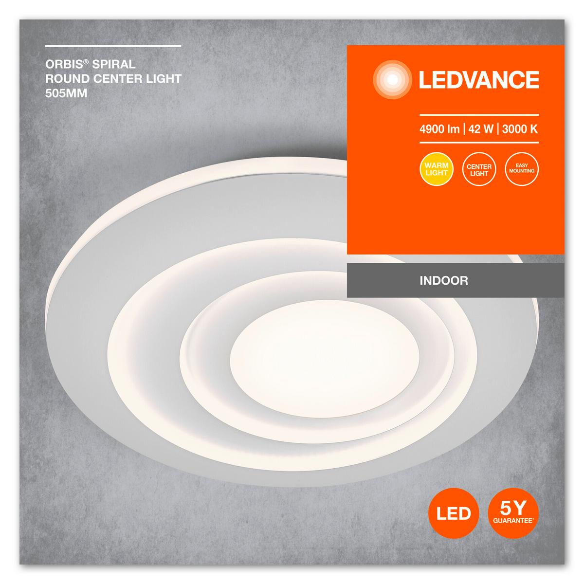 LED-Deckenleuchte, 42w Orbis Spiral Main And Side Lig - Weiß, Basics, Metall (50,5/6cm) - Ledvance