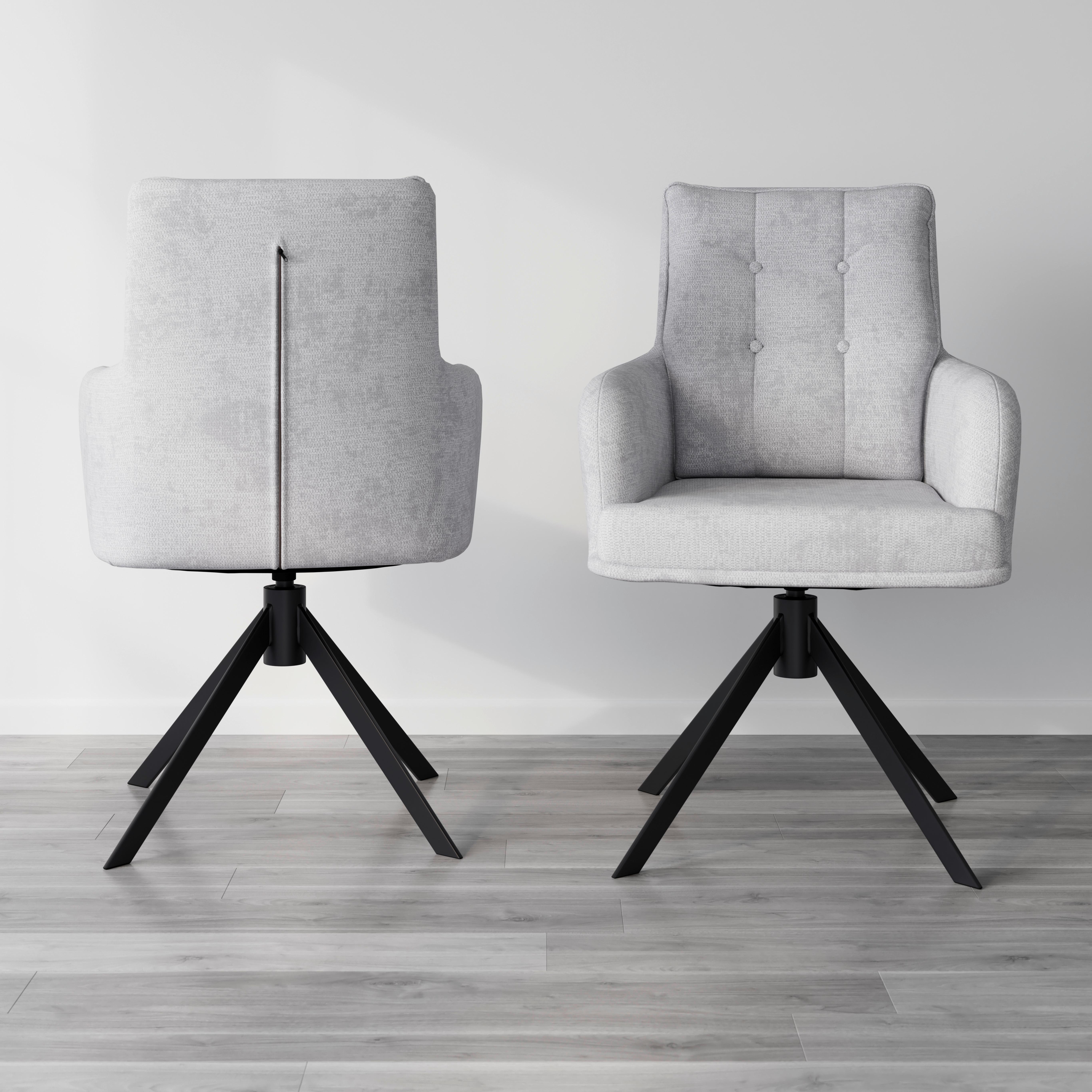 Židle s područkami MARIETTA, světle šedá - černá/světle šedá, Moderní, kov/textil (66/90/60cm) - Bessagi Home