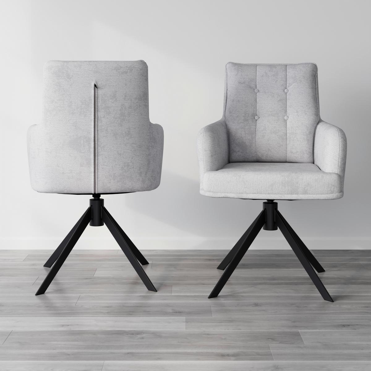 Stolička s podrúčkami MARIETTA, svetlosivá - čierna/svetlosivá, Modern, kov/drevo (66/90/60cm) - Bessagi Home