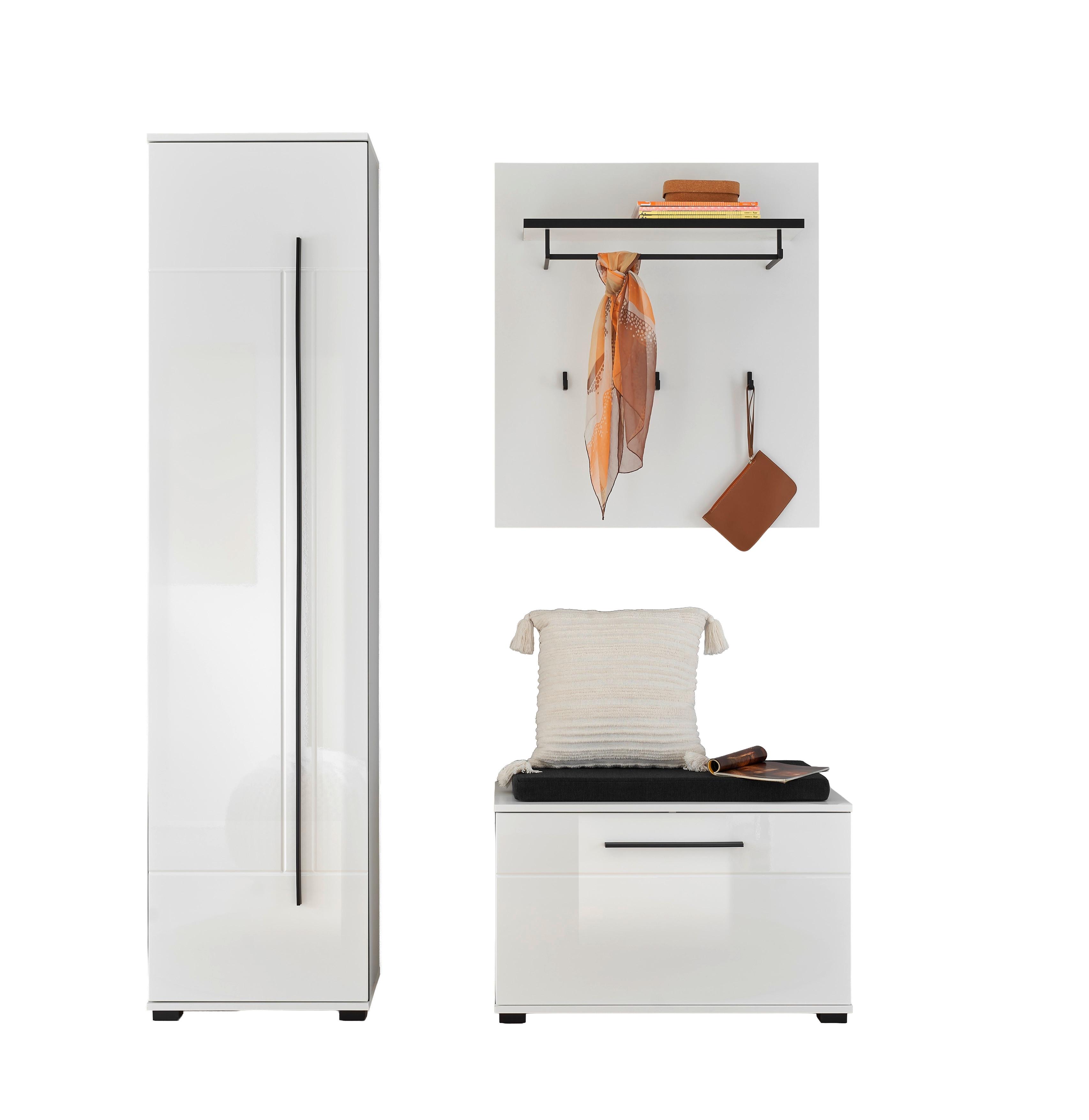 GARDEROBE Cantara Weiß/Weiß HG B: 140cm - Weiß Hochglanz/Weiß, MODERN, Holzwerkstoff (140/201/39cm) - MID.YOU