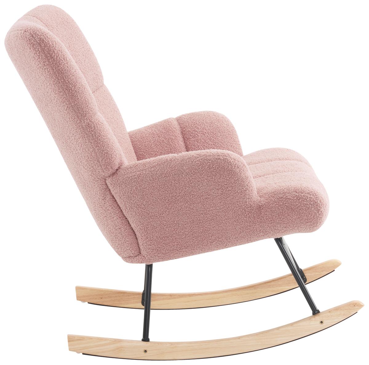 Schaukelstuhl mit Armlehnen Omar Stoffbezug Rosa - Ecru/Schwarz, MODERN, Textil/Metall (67/85cm) - P & B