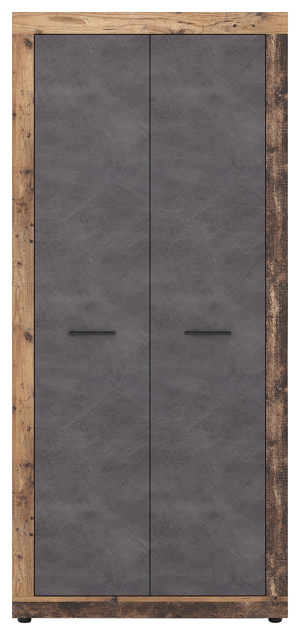 Garderobenschrank Luna Eiche Old Style - Alteiche/Schwarz, Design, Holzwerkstoff/Kunststoff (88,9/198/40cm) - MID.YOU