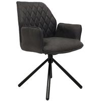 Armlehnstuhl Donny - Dunkelgrau/Anthrazit, LIFESTYLE, Textil/Metall (58/92/52cm) - MID.YOU