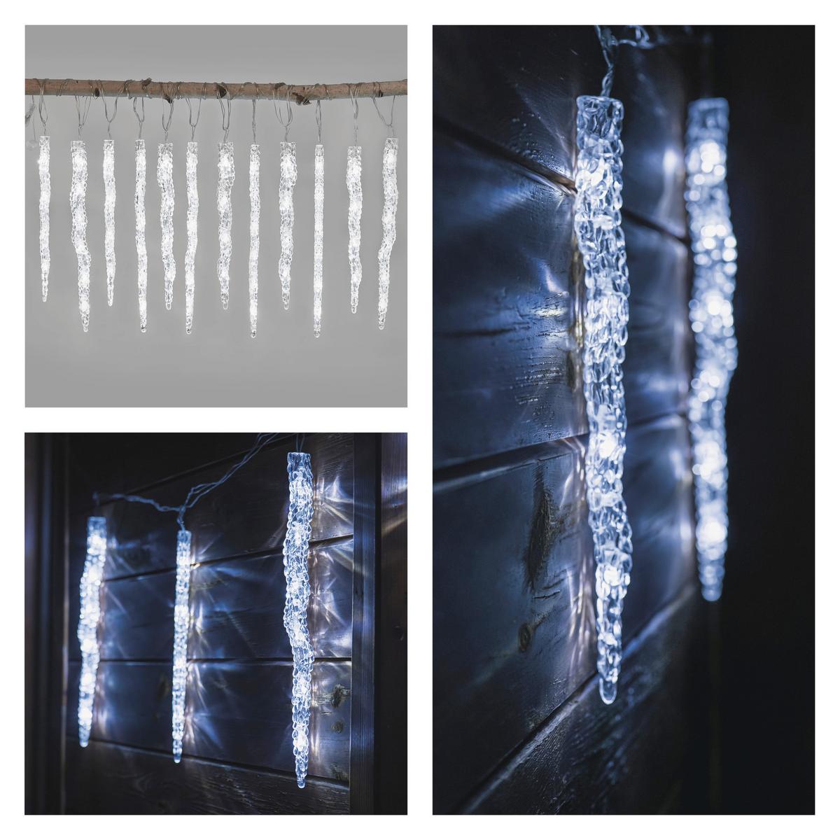 DEKORAČNÉ LED SVIETIDLO ICICLE 60LED - priehľadné, Design, kov/plast