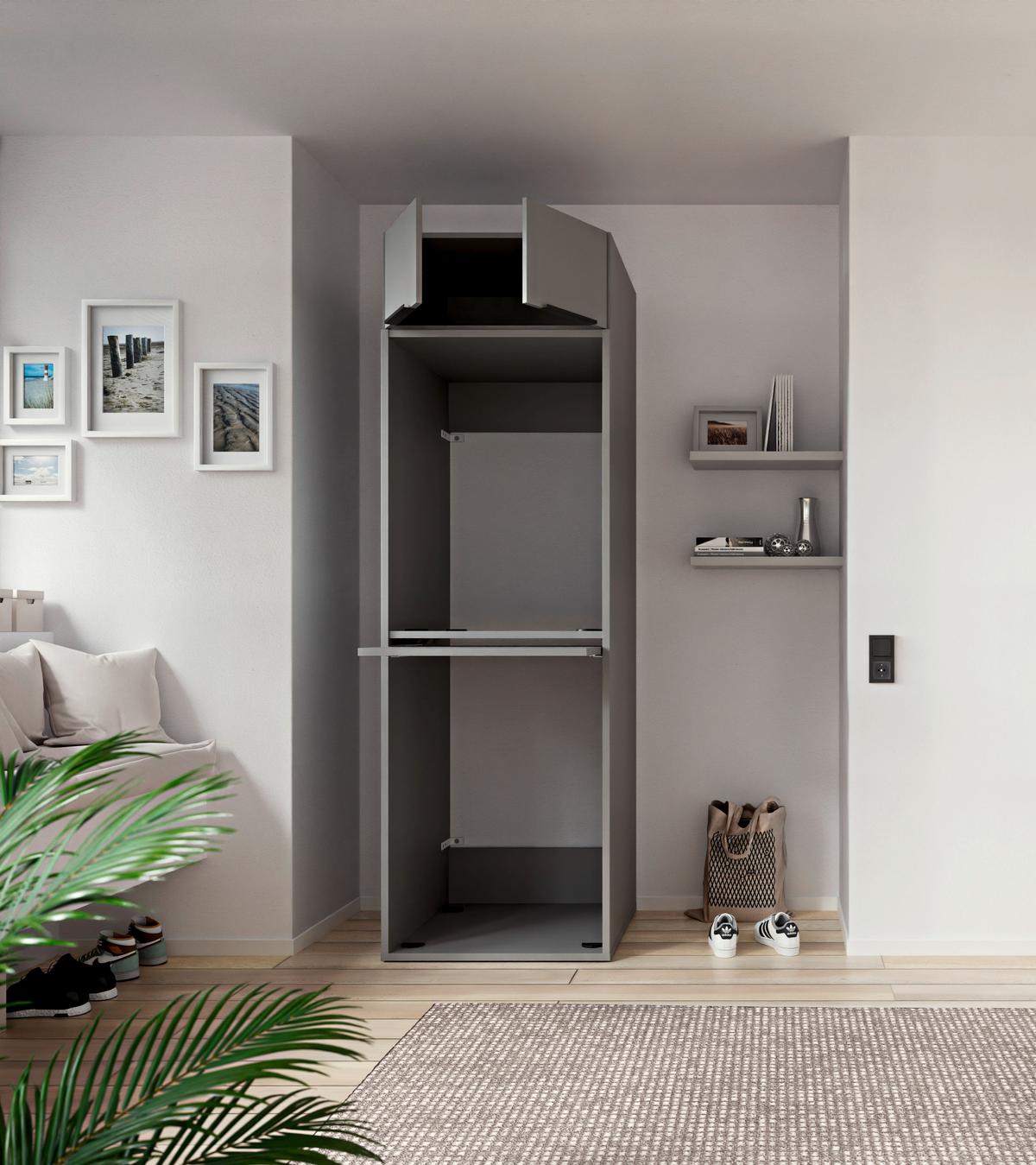SKŘÍŇKA NAD PRAČKU TIDY HERO - šedá/černá, Basics, kov/kompozitní dřevo (70/220/68cm) - P & B