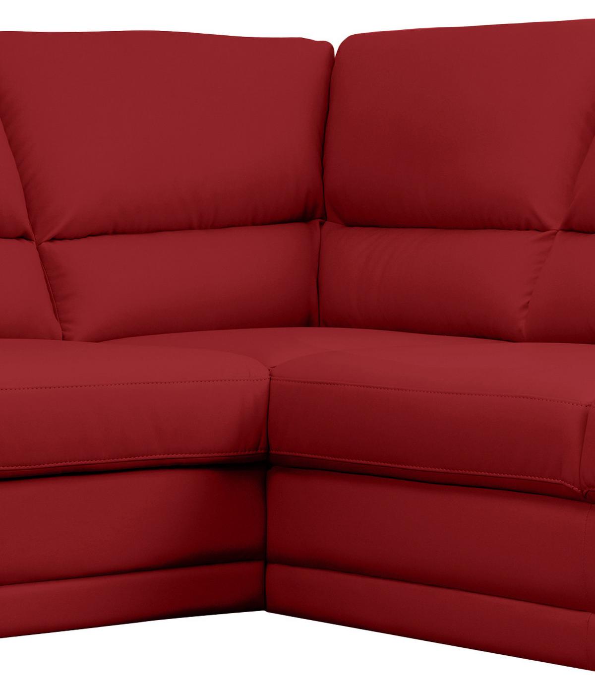 Ecksofa Nebolo Rot Lederlook - Rot, Design, Textil (245/225cm) - Livetastic