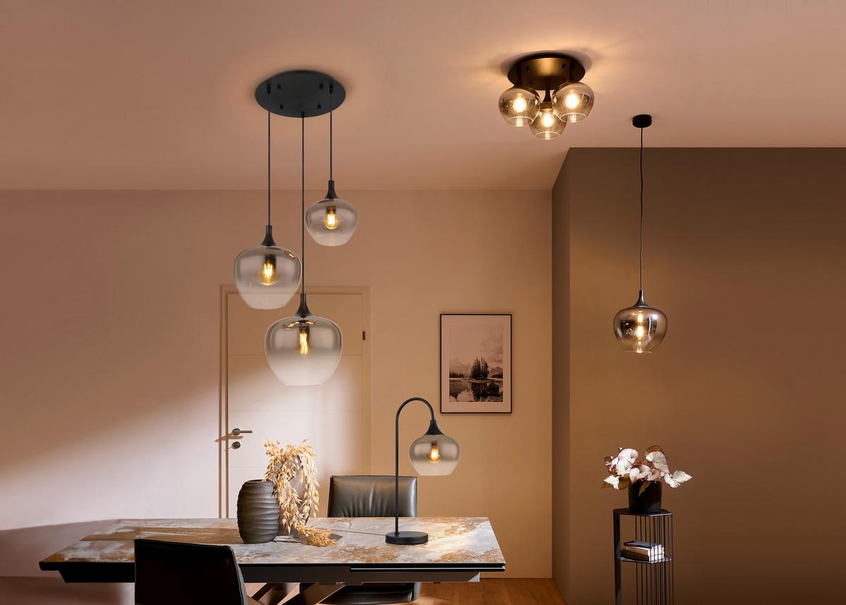 Hängeleuchte 15548h Maxy - Schwarz, Design, Glas/Metall (24/120cm) - Globo