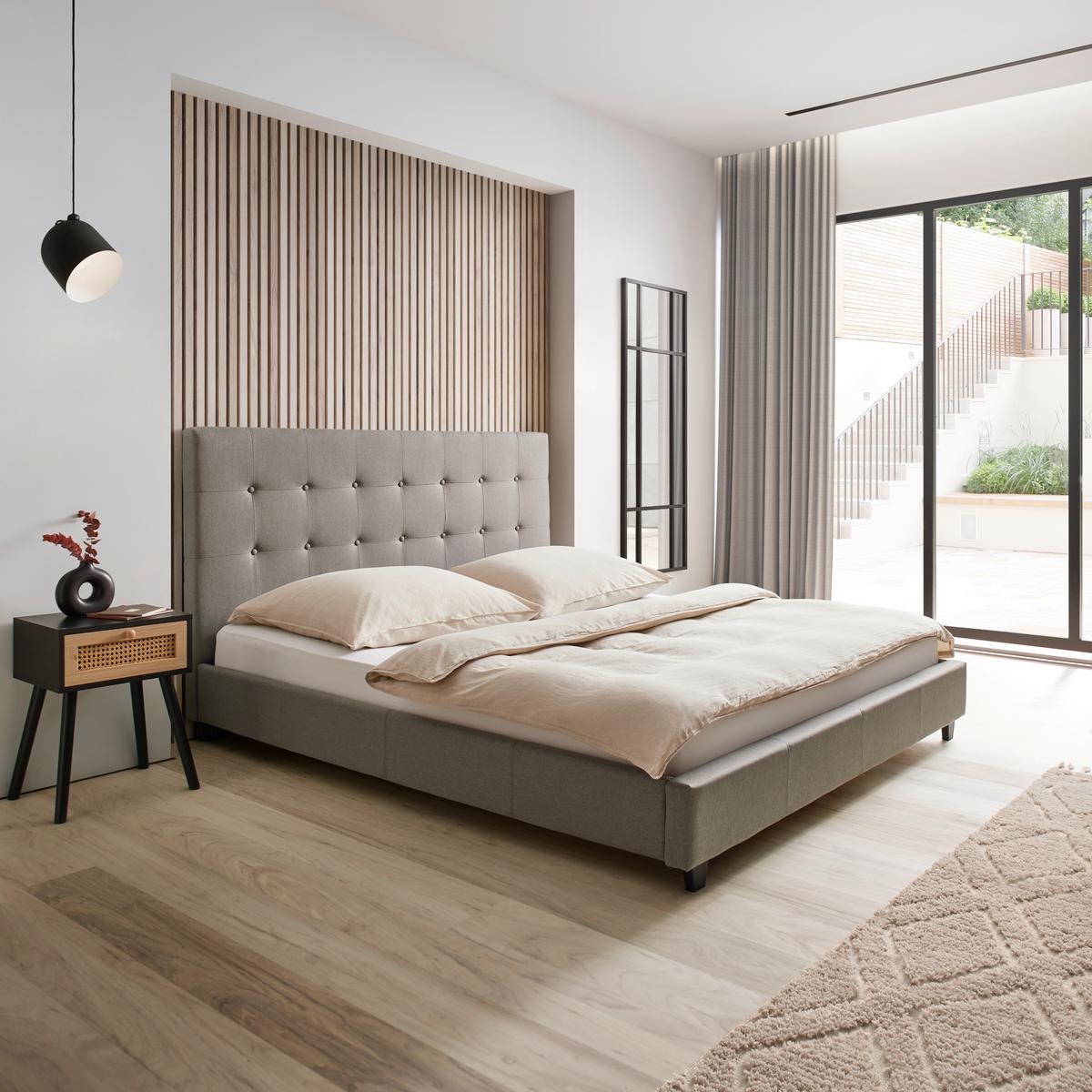 Manželská postel Frederico, 180x200, světle šedá - černá/světle šedá, Moderní, dřevo/kompozitní dřevo (180/200cm) - Bessagi Home