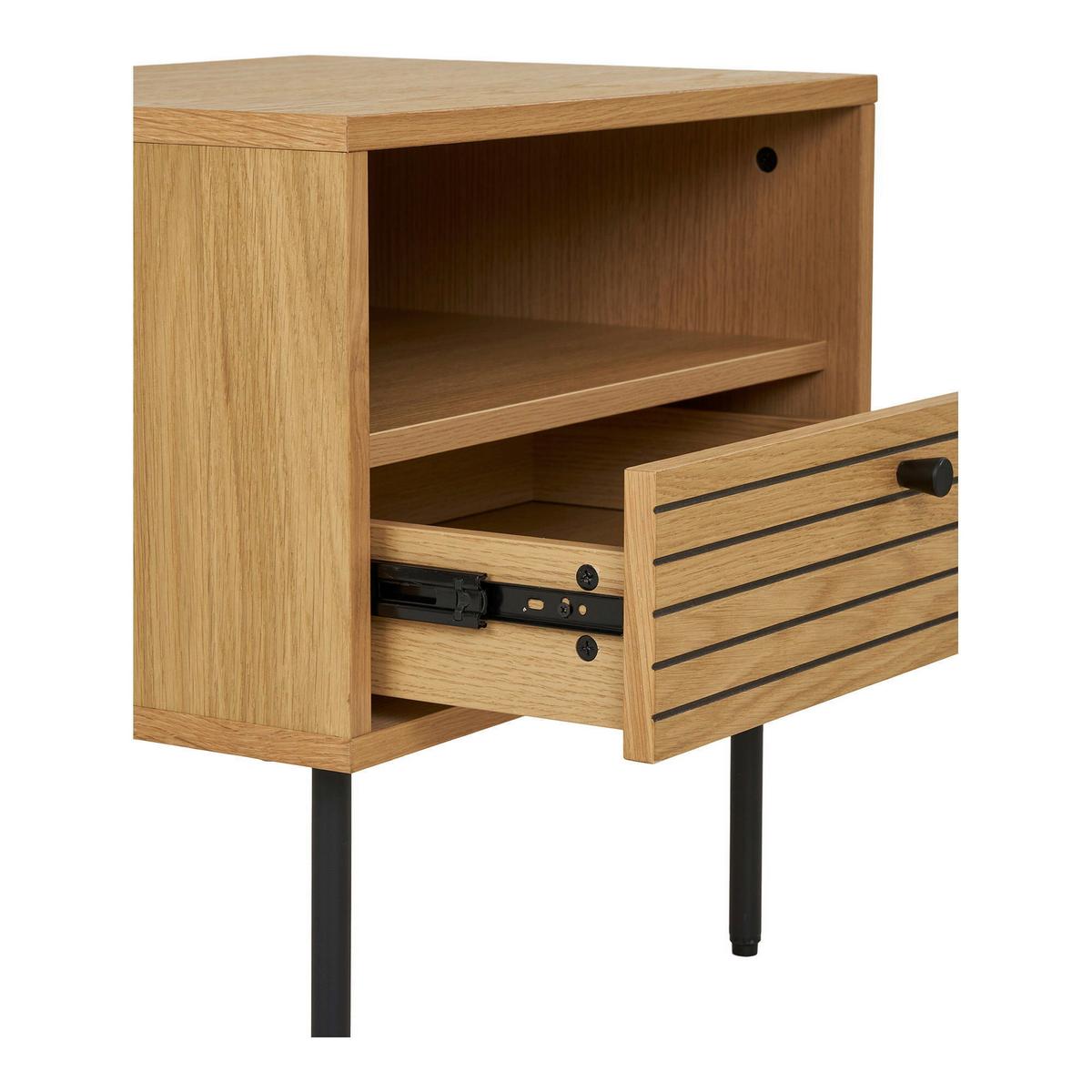 Beistelltisch Kyoto Eiche, L/B/H: 50x40x50cm - Eichefarben/Schwarz, Basics, Holz/Metall (50/40/50cm)
