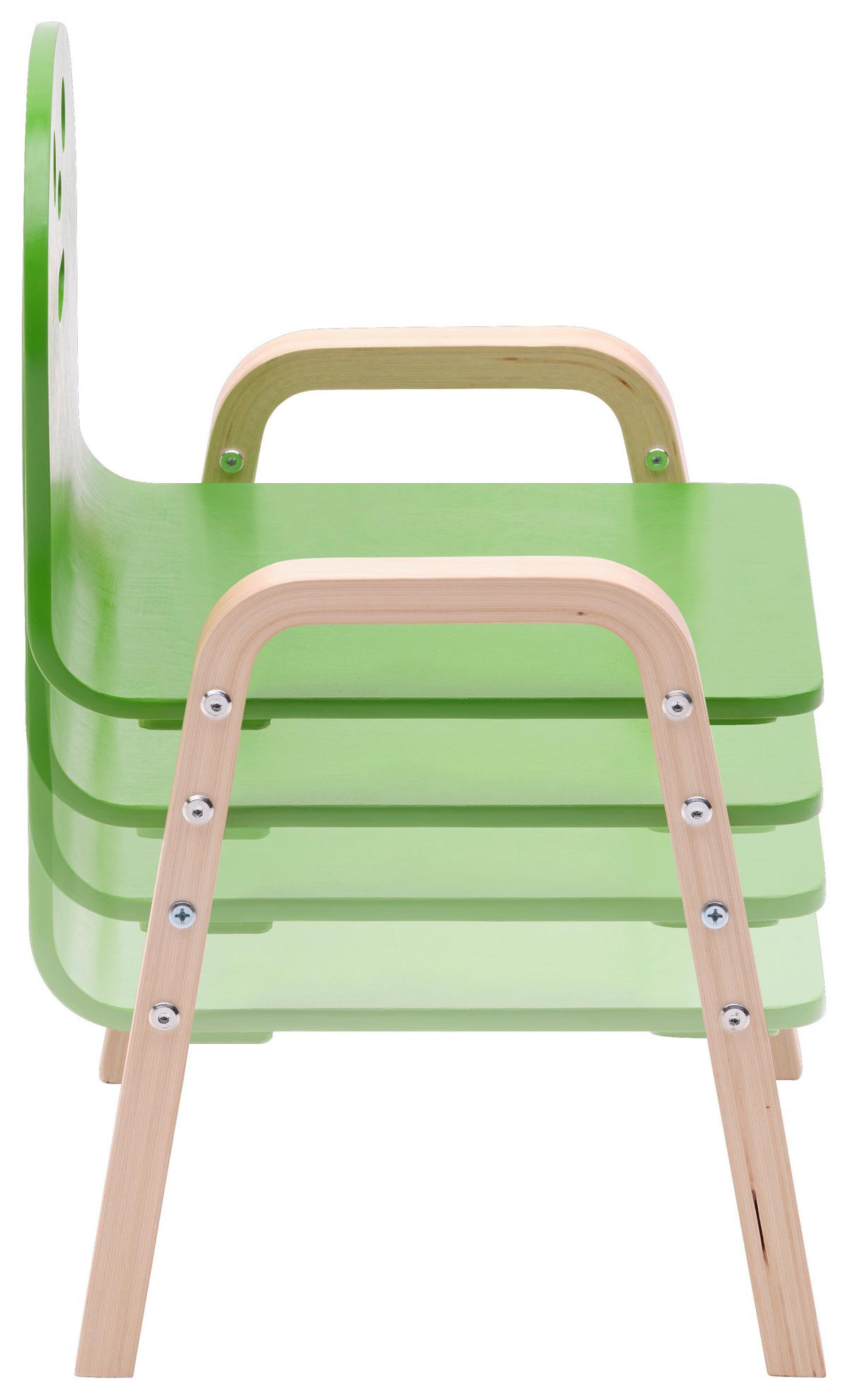 DĚTSKÁ ŽIDLE SMILE - zelená/přírodní barvy, kompozitní dřevo (39/52/35cm)