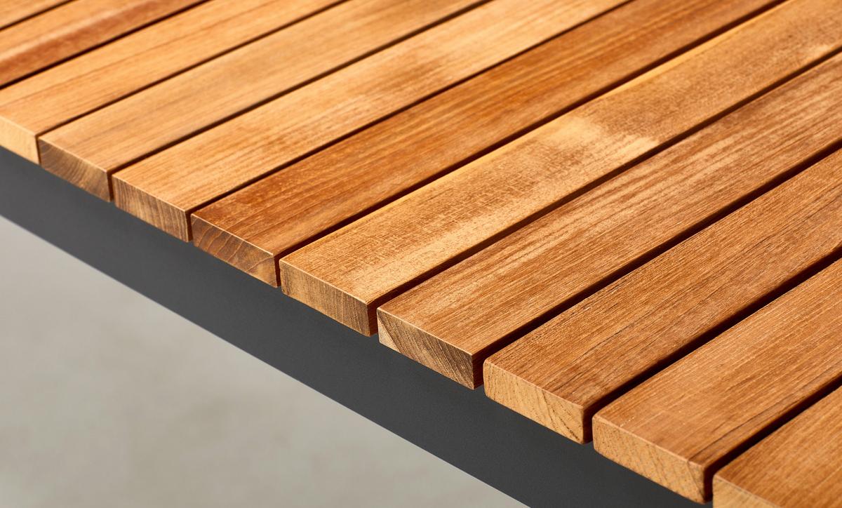 Gartentischgruppe Mood 7tlg Metall/Holz, Anthrazit/Teak - Anthrazit/Schwarz, Natur, Holz/Kunststoff (209/84/150cm) - Gardenson