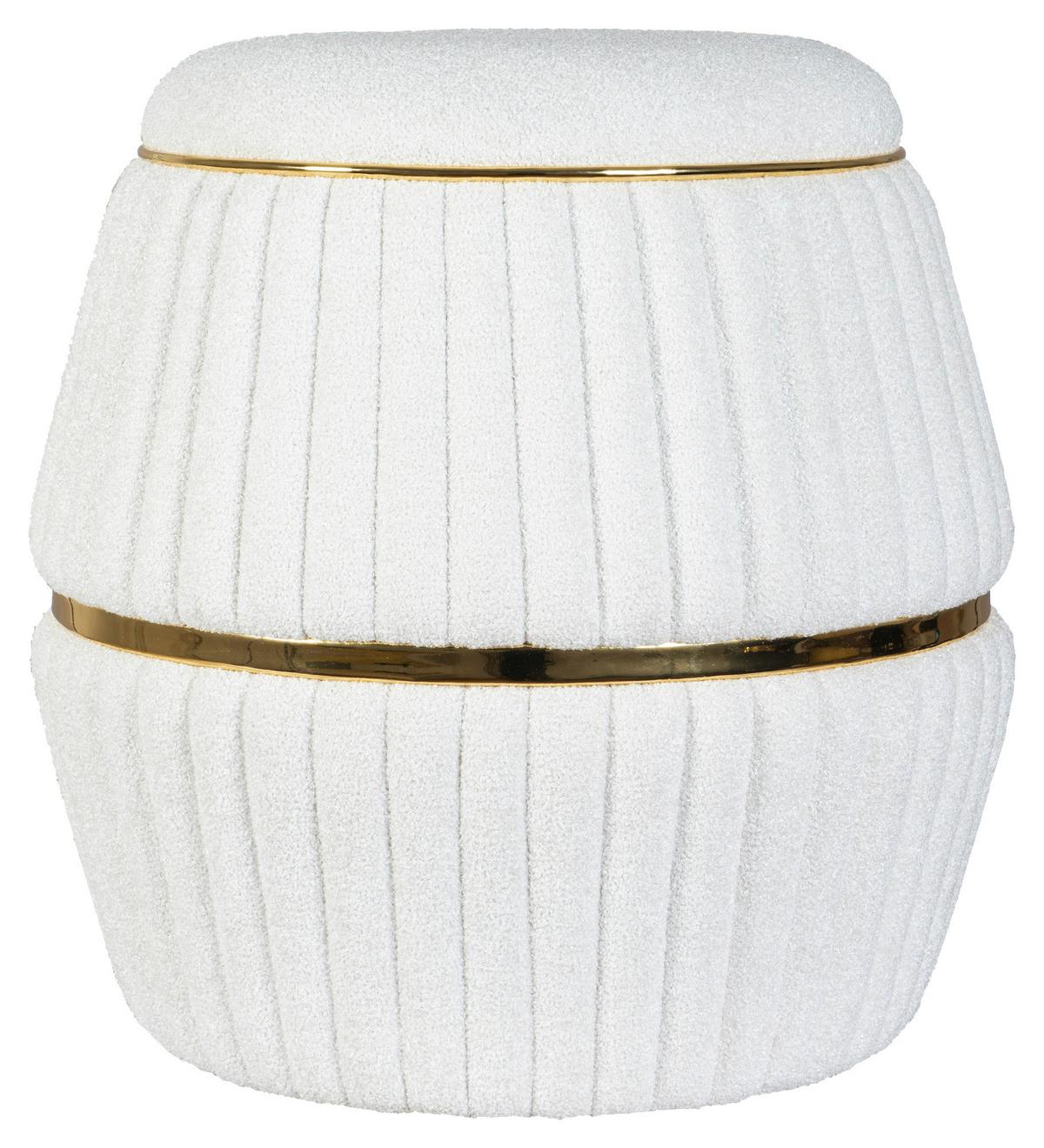 Hocker Doric 235 Weiß/goldfarben D: 51,5 Cm - Goldfarben/Weiß, Design, Textil (51,5/53cm) - Kayoom