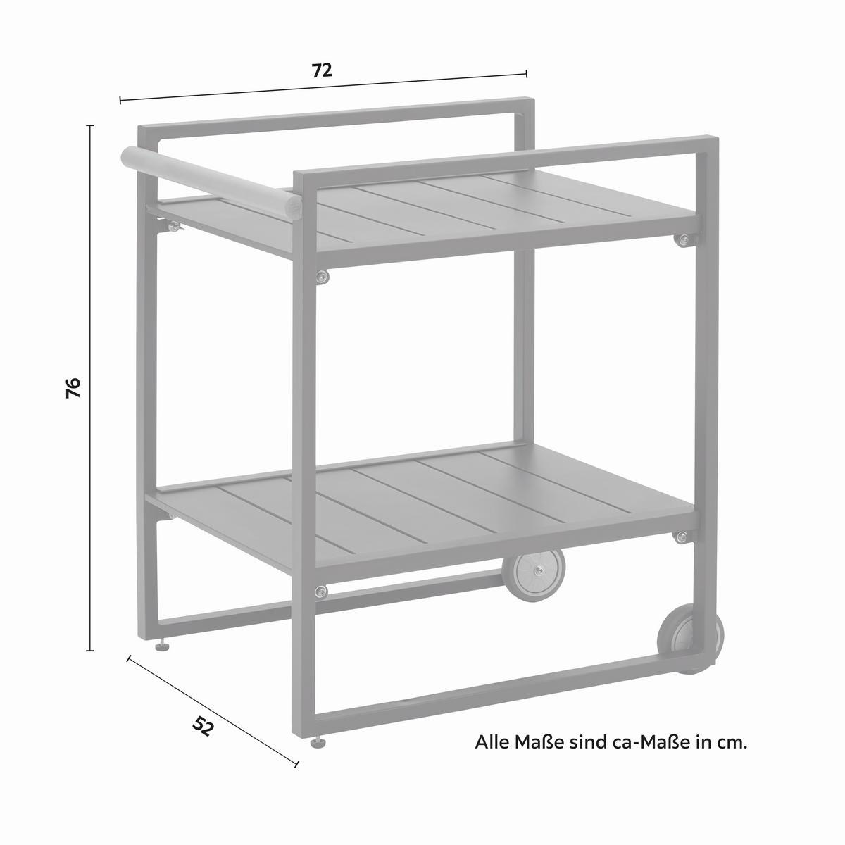 Servírovací vozík RICCARDO - tmavě šedá/přírodní barvy, Moderní, kov/plast (72/76/52cm) - Bessagi Garden