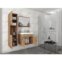 Badmöbel-Set 4-Tlg. Montreal 100cm Eiche Wotan - Eiche Wotan/Weiß, LIFESTYLE, Holzwerkstoff (90cm) - P & B
