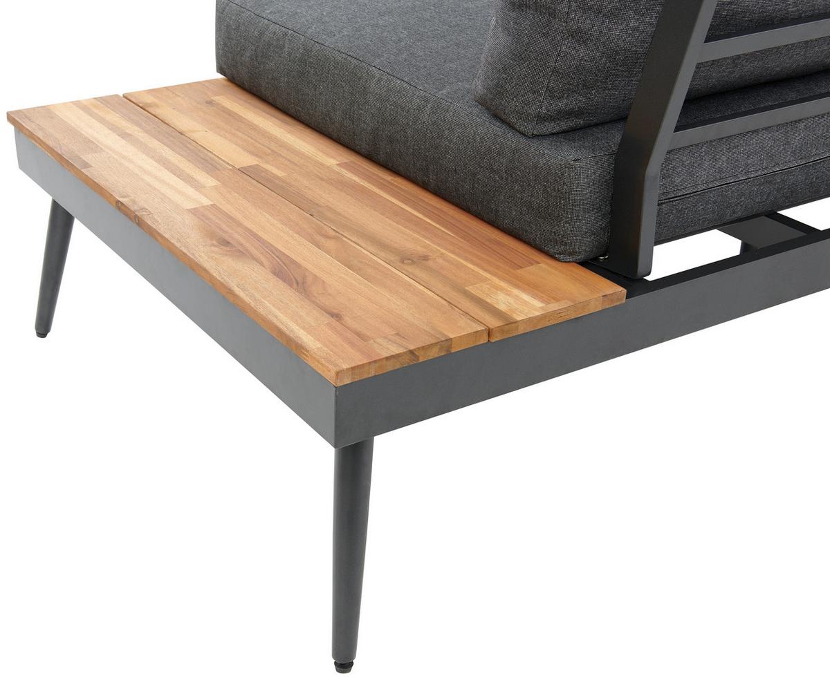 Terasová sedací souprava MANOCA - šedá/barvy hliníku, Moderní, kov/dřevo (247/247cm) - Beldano