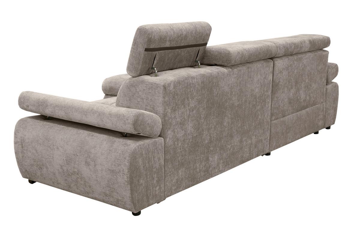 Rohová sedačka VEGAS, levá, šedohnědá žinylka - černá/šedohnědá, Design, dřevo/textil (173/294cm)