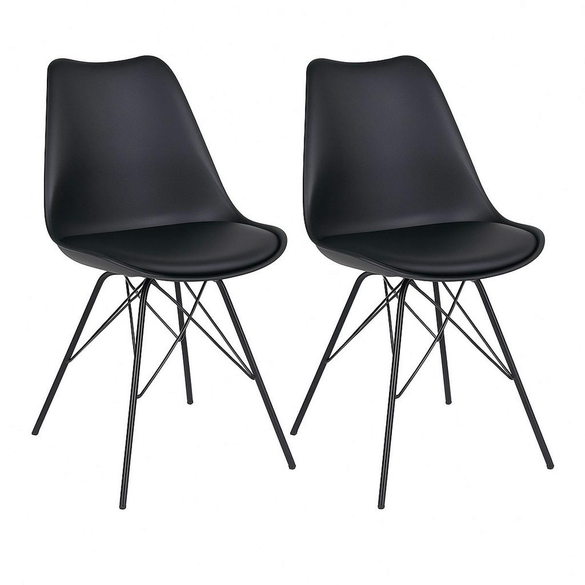 Stuhl-Set Oslo Schwarz B: 48 cm - Schwarz, MODERN, Kunststoff/Textil (48/86/55cm) - MID.YOU