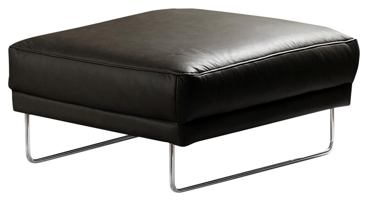 Hocker Spring Schwarz Chrom B: 96 cm - Chromfarben/Schwarz, Design, Leder (96/45/80cm) - Livetastic