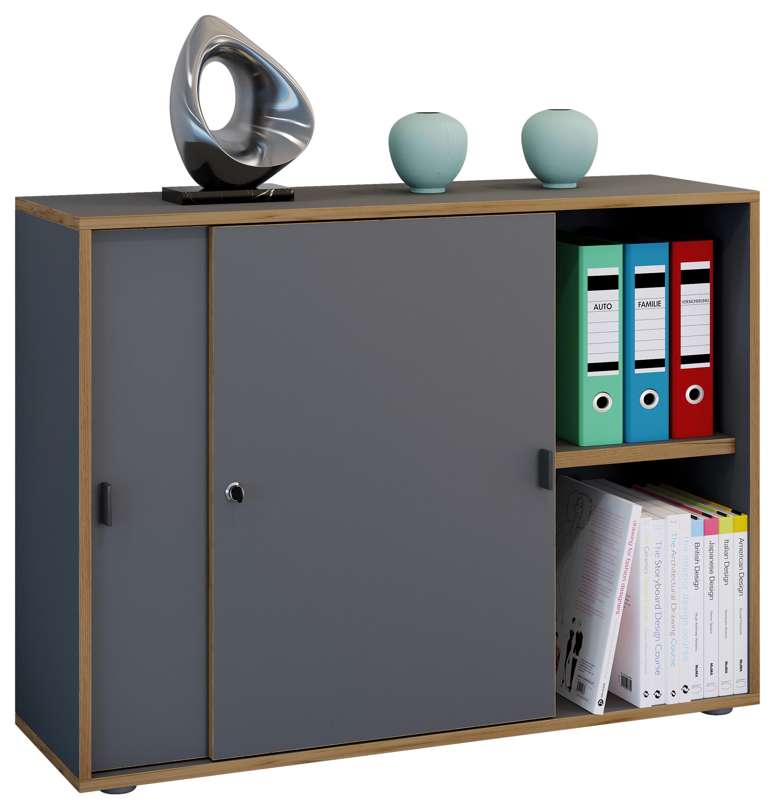 Aktenschrank Salia Anthrazit, Honigeiche B:100 cm - Honigeiche/Anthrazit, Design, Holzwerkstoff (100/74/37cm) - MID.YOU