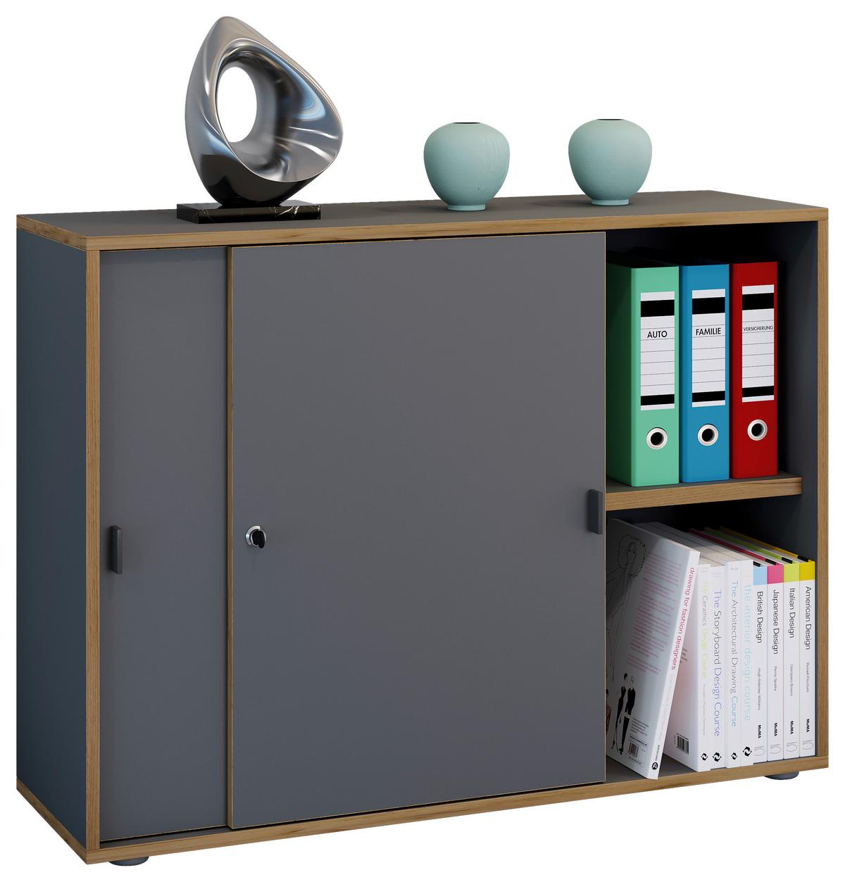 Aktenschrank Salia Anthrazit, Honigeiche B:100 cm - Honigeiche/Anthrazit, Design, Holzwerkstoff (100/74/37cm) - MID.YOU