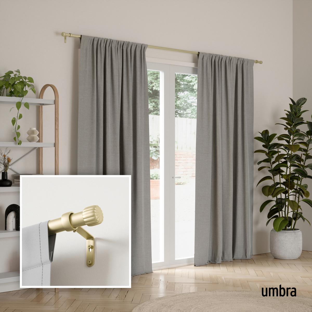 Vorhangstangenset Cleo Goldfarben L: 91-168 cm - Goldfarben, KONVENTIONELL, Kunststoff/Metall (91-168cm) - Umbra