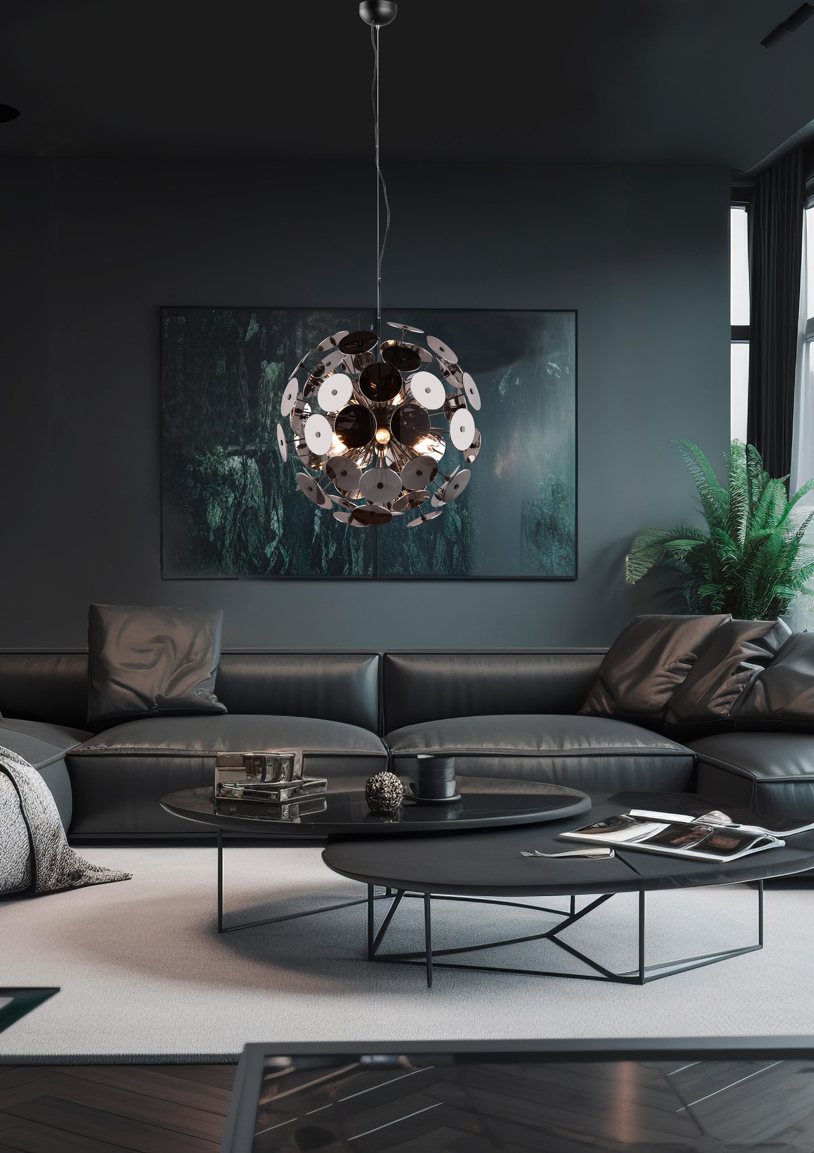 Pendelleuchte 309900657  Discalgo - Chromfarben/Schwarz, Design, Glas/Metall (54/150cm) - Trio Leuchten