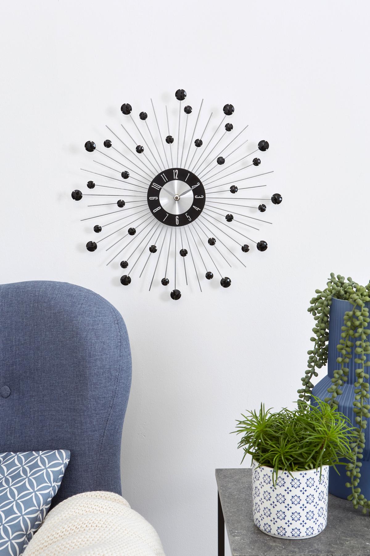 Falióra Diamond - fekete/ezüstszínű, Basics, fém (43cm) - Ondega