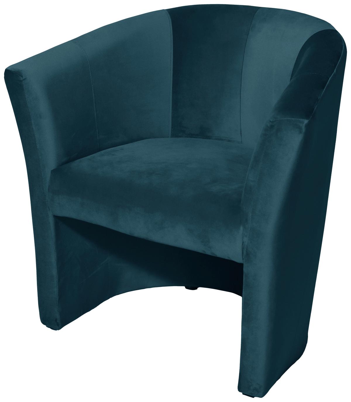 Relaxsessel mit Armlehnen Jazz Velours Blau - Blau/Schwarz, Design, Textil (75/76/65cm) - MID.YOU