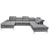 Ecksofa Melfi Dunkelgrau U: 168 Cm - Dunkelgrau/Silberfarben, MODERN, Textil (168/350/245cm) - MID.YOU