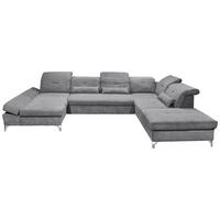 Ecksofa Melfi Dunkelgrau U: 168 Cm - Dunkelgrau/Silberfarben, MODERN, Textil (168/350/245cm) - MID.YOU
