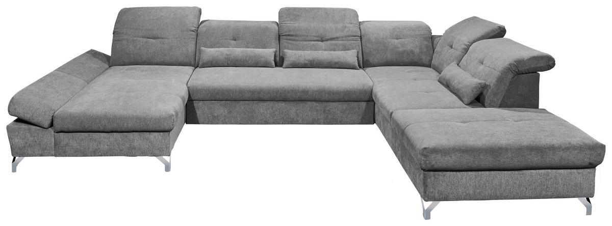Ecksofa Melfi Dunkelgrau U: 168 Cm - Dunkelgrau/Silberfarben, MODERN, Textil (168/350/245cm) - MID.YOU