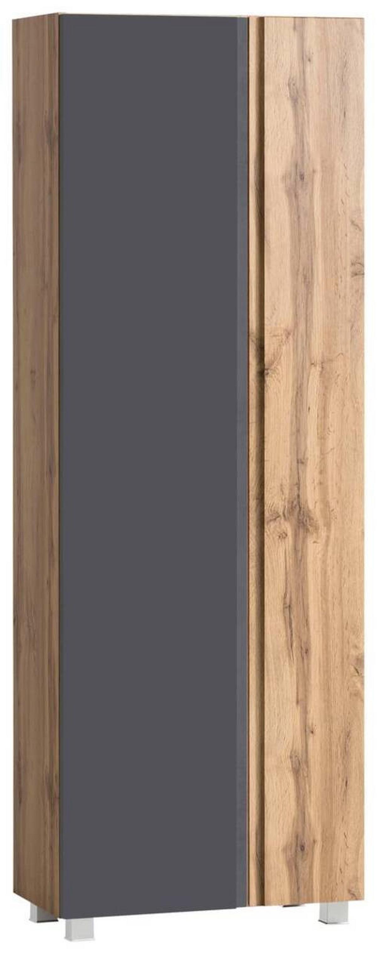 Hochschrank Varese B: 65 Cm Grau/eiche Wotan - Eiche Wotan/Grau, MODERN, Holzwerkstoff (65/180/35cm) - Held
