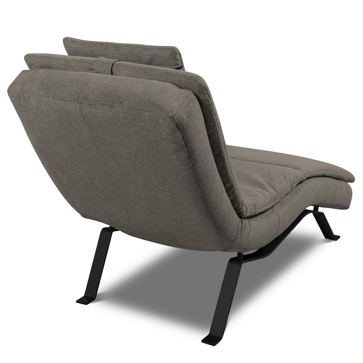 RELAXLIEGE Dunkelgrau, B: 65 cm - Dunkelgrau/Schwarz, Design, Leder (65/95/171cm) - Celina Home