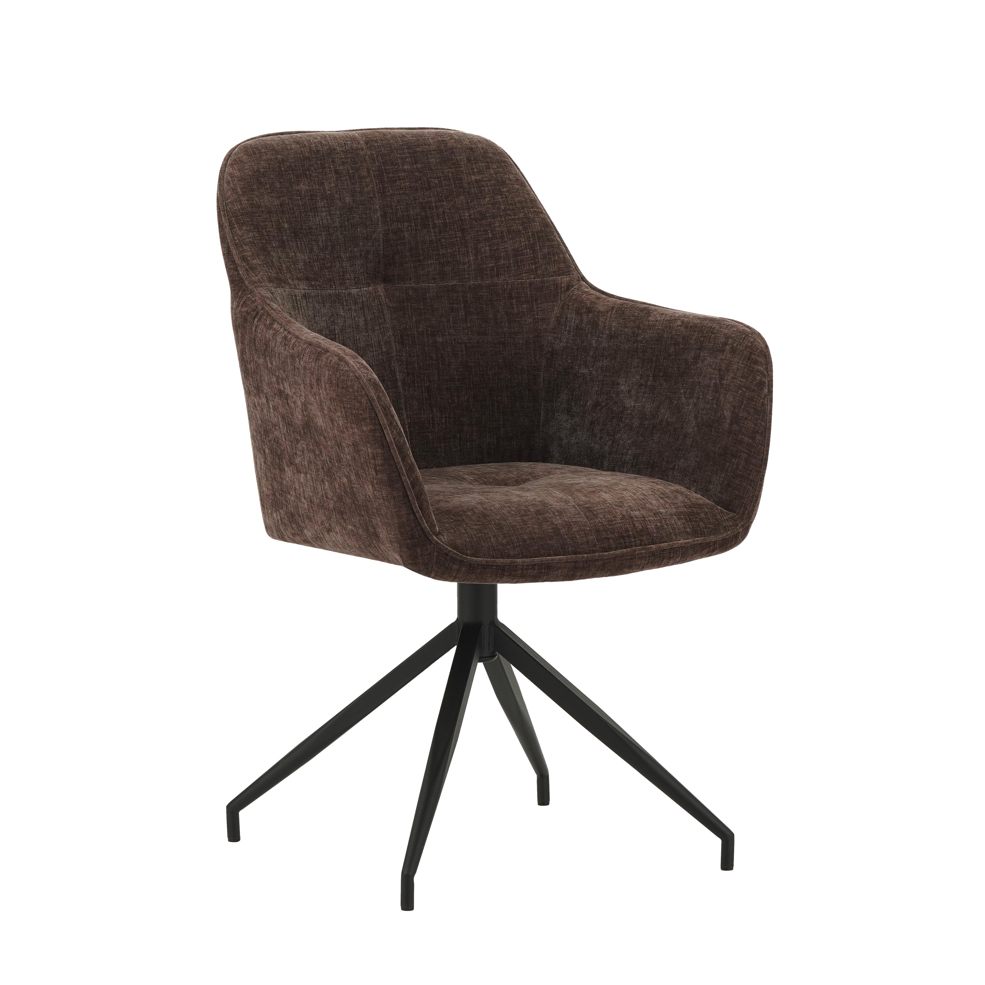 Armlehnstuhl Nancy Braun B: 59 cm - Schwarz/Braun, MODERN, Textil/Metall (59/88/60cm) - MID.YOU