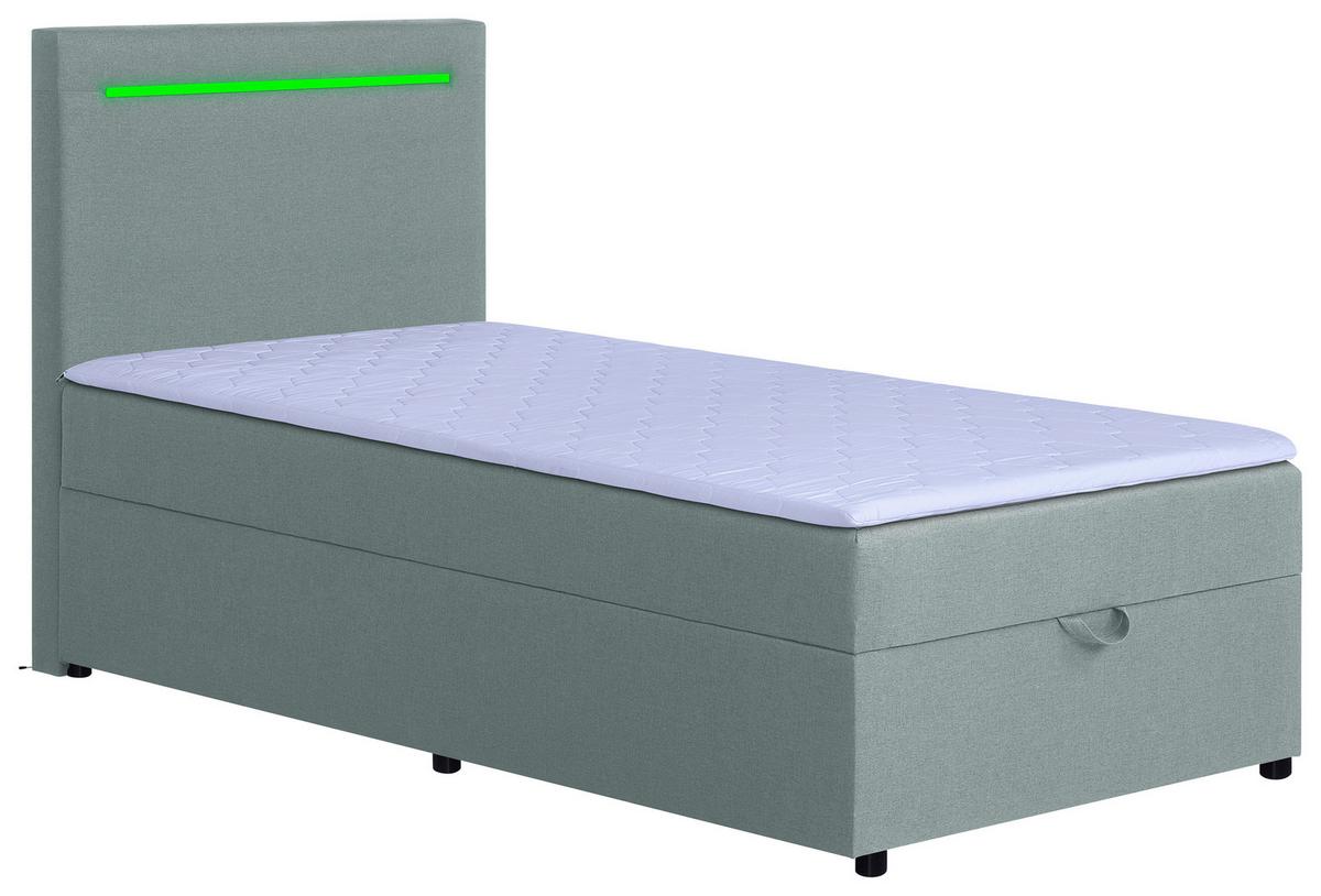 Boxbett Pisa 100 Led 100x200 Mintgrün - Schwarz/Mintgrün, MODERN, Holzwerkstoff/Textil (100/200cm) - MID.YOU