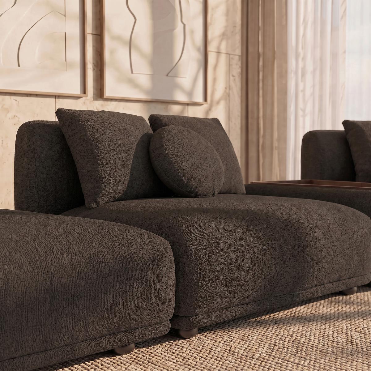Konferenční stolek KIRA ženilka hnědá/ ořech P:86cm - černá/hnědá, Moderní, dřevo/textil (86/86/43cm) - Bessagi Home