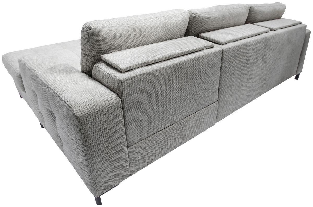 Ecksofa Bonito, Hellgrau Schenkel: 255x176 cm - Hellgrau/Schwarz, Design, Textil (260/176cm) - Livetastic