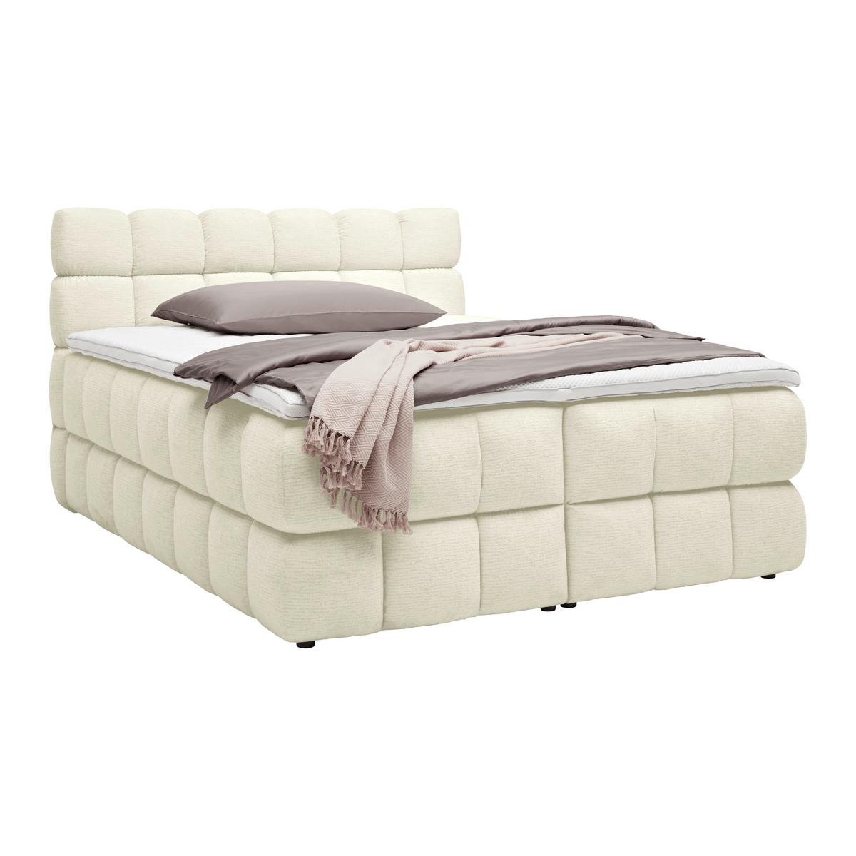 Boxspring posteľ BUBBLE BOX 180/200 cm, ecru - čierna/écru, Konventionell, kov/drevo (180/200cm) - Premium Living