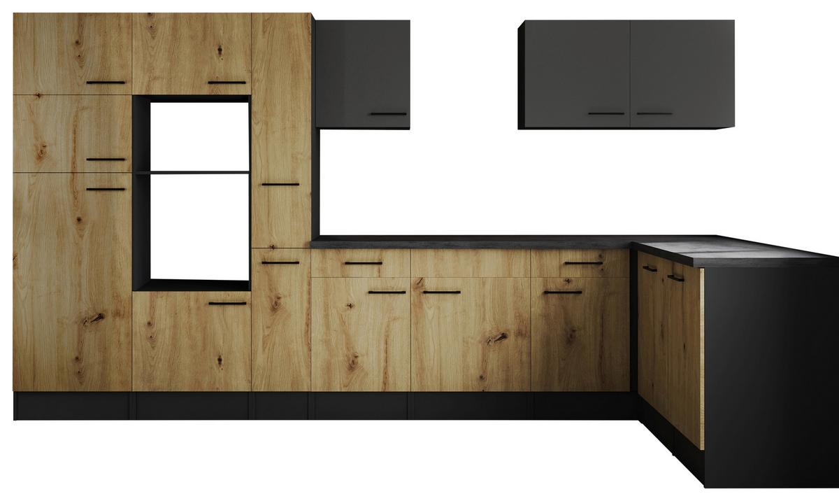 Eckküche Oliver Grau/artisan Dekor S:370x172cm - Eiche Artisan/Grau, Design, Holzwerkstoff (370/172cm) - Respekta