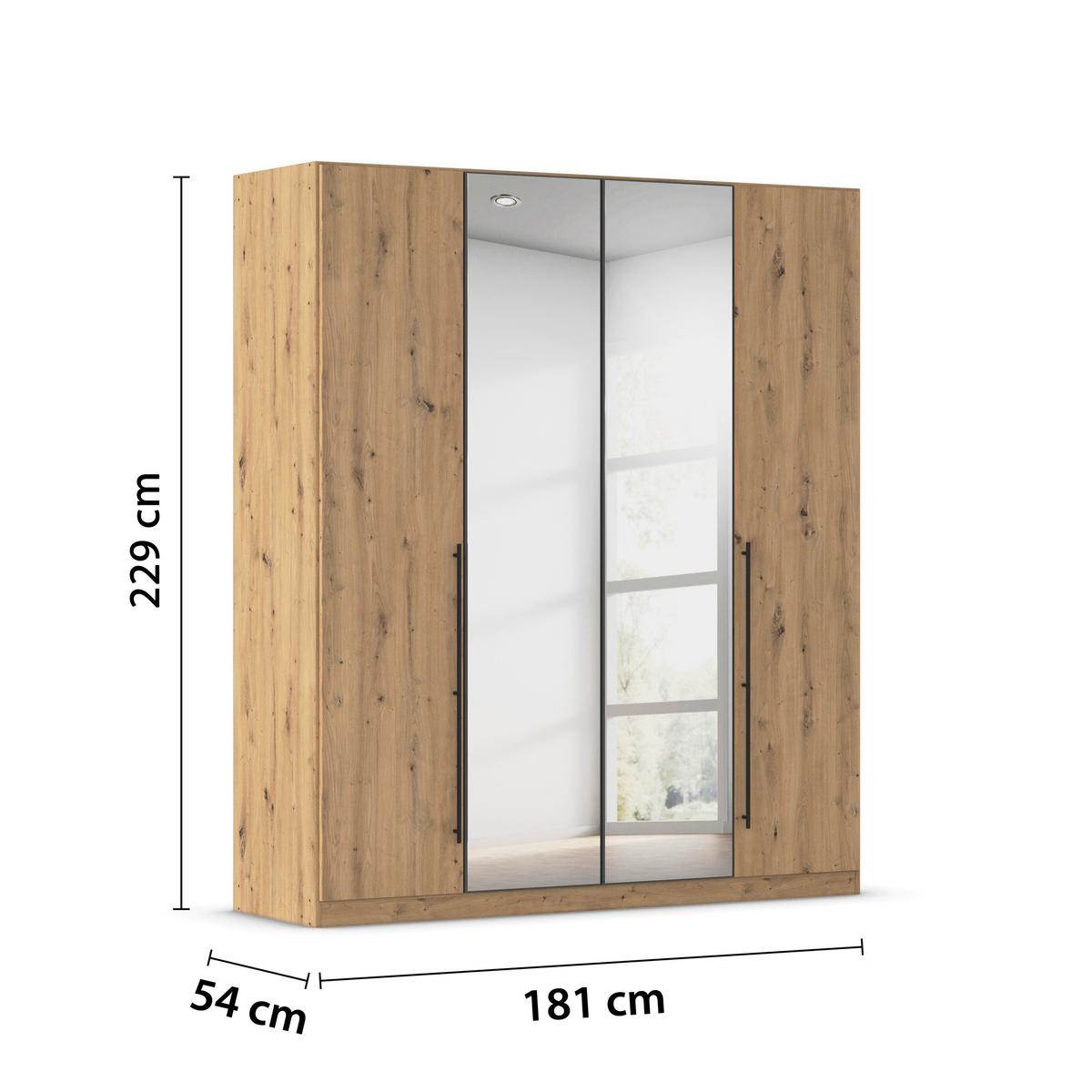 Kleiderschrank Safari B: 181 cm - Eiche Artisan/Grau, KONVENTIONELL, Holzwerkstoff (181/229/54cm)