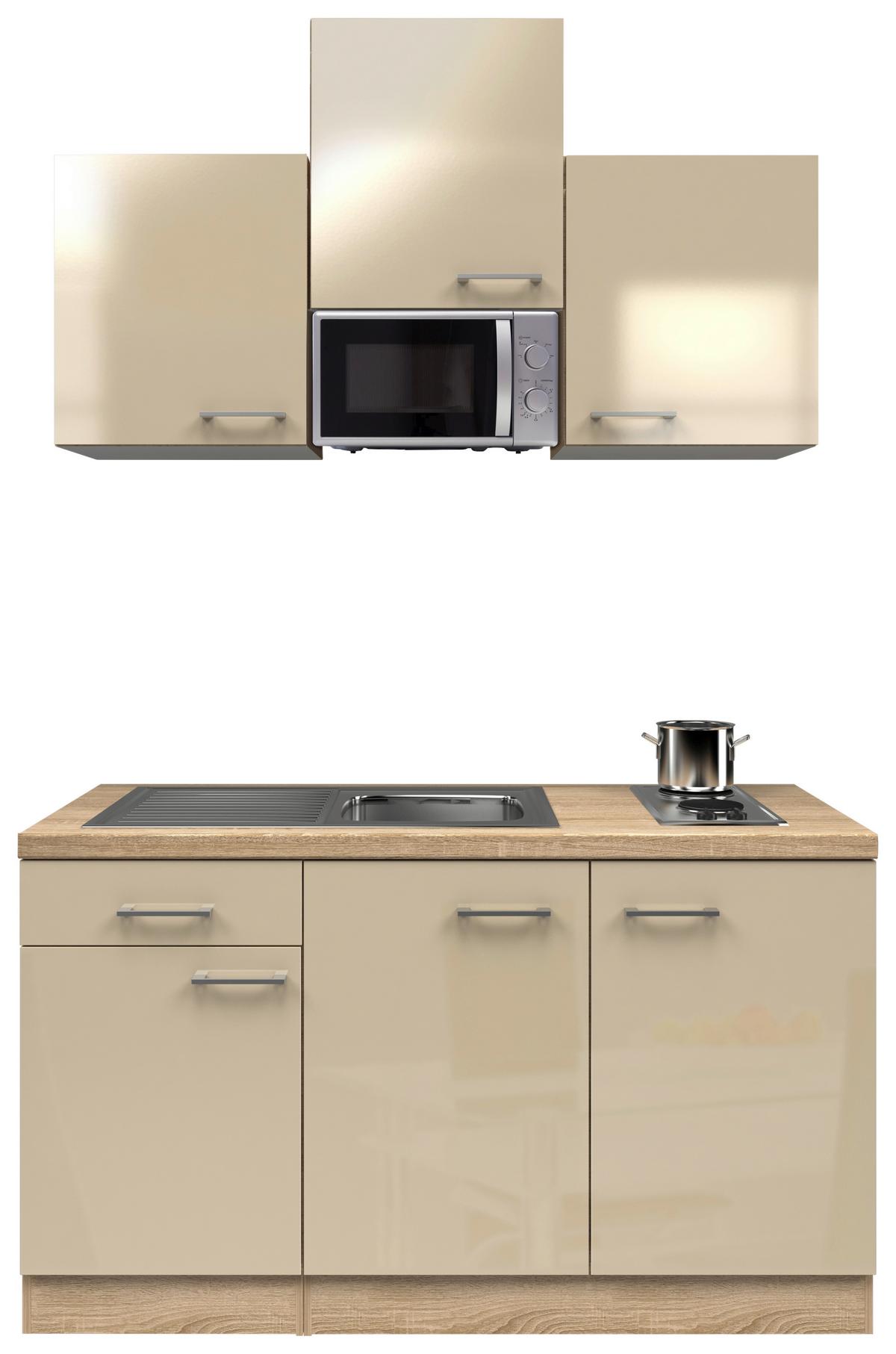 Küchenzeile Nepal M. Geräten 150 Cm Kaschmir/eiche Dekor - Kaschmir/Sonoma Eiche, MODERN, Holzwerkstoff (150cm) - FlexWell