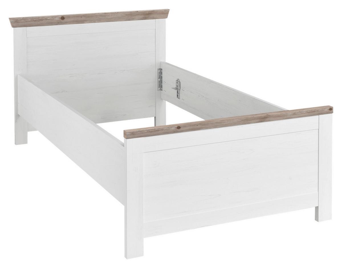 Bett Florenz Pinie Weiß Dekor, 100x200 - Hellbraun/Pinienfarben, Design, Holzwerkstoff (100/200cm) - MID.YOU