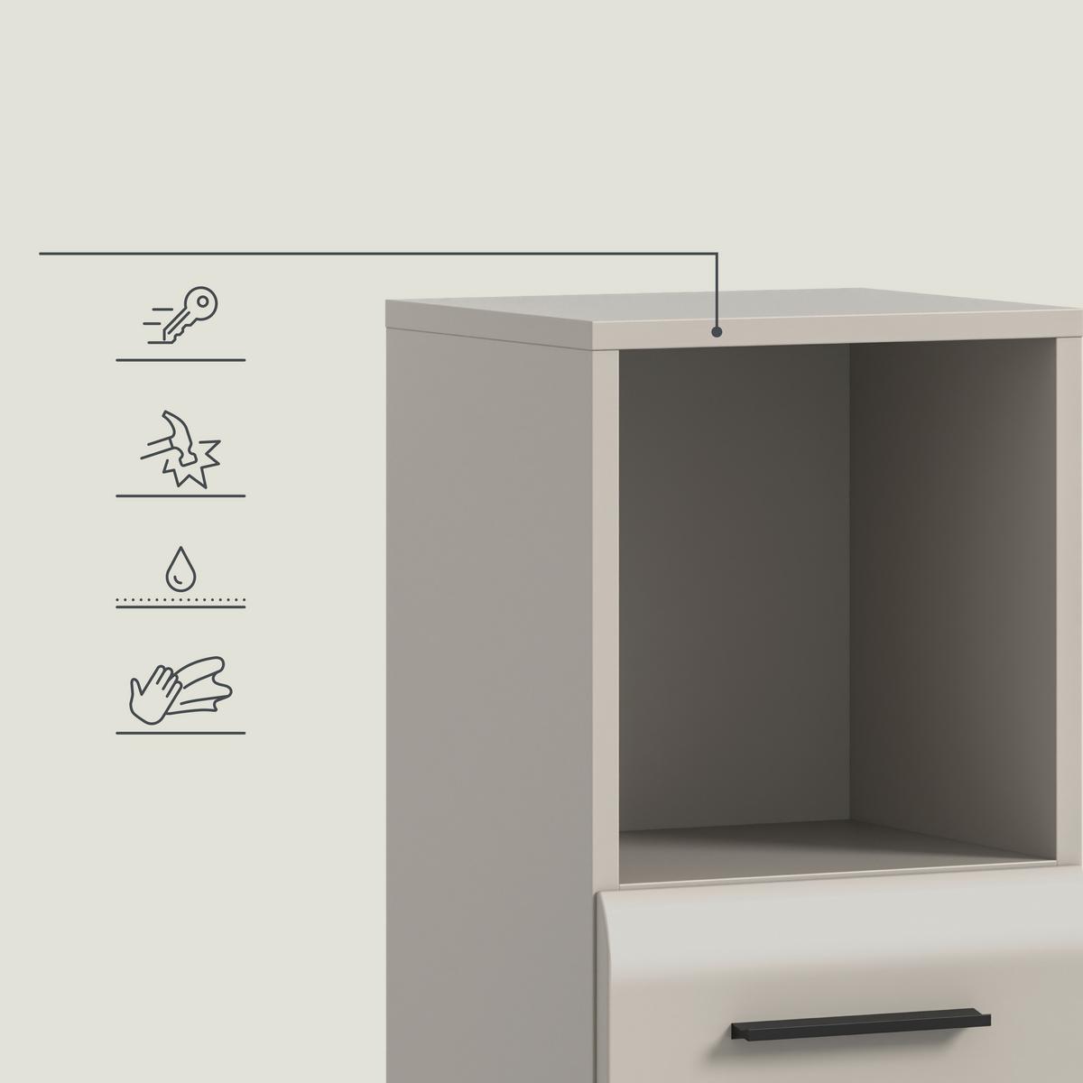 MIDISCHRANK Ice Kaschmir B: 30cm - Kaschmir/Schwarz, Trend, Holzwerkstoff (30/110/30cm) - MID.YOU