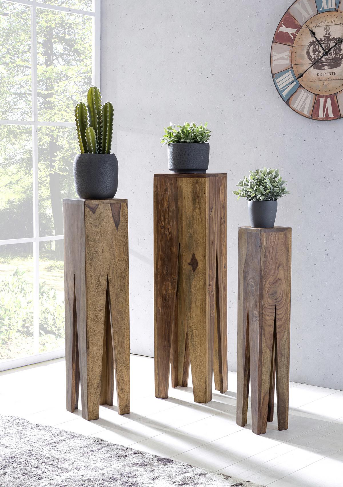 Sada stolků pod květiny KADA z masivního dřeva - barvy sheesham, Design, dřevo - MID.YOU
