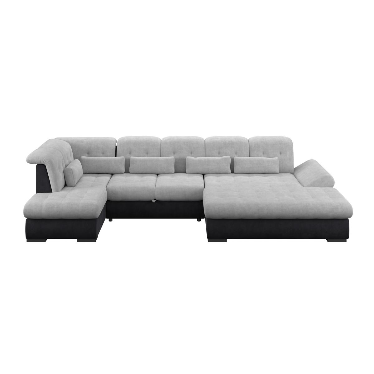 Wohnlandschaft Madera Silberfarben, S: 212x358 cm - Anthrazit/Silberfarben, KONVENTIONELL, Kunststoff/Textil (212/358/190cm)