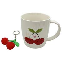 Kaffeebecher Cherry - Rot/Weiß, Basics, Keramik/Kunststoff (8.5/9cm) - Luca Bessoni