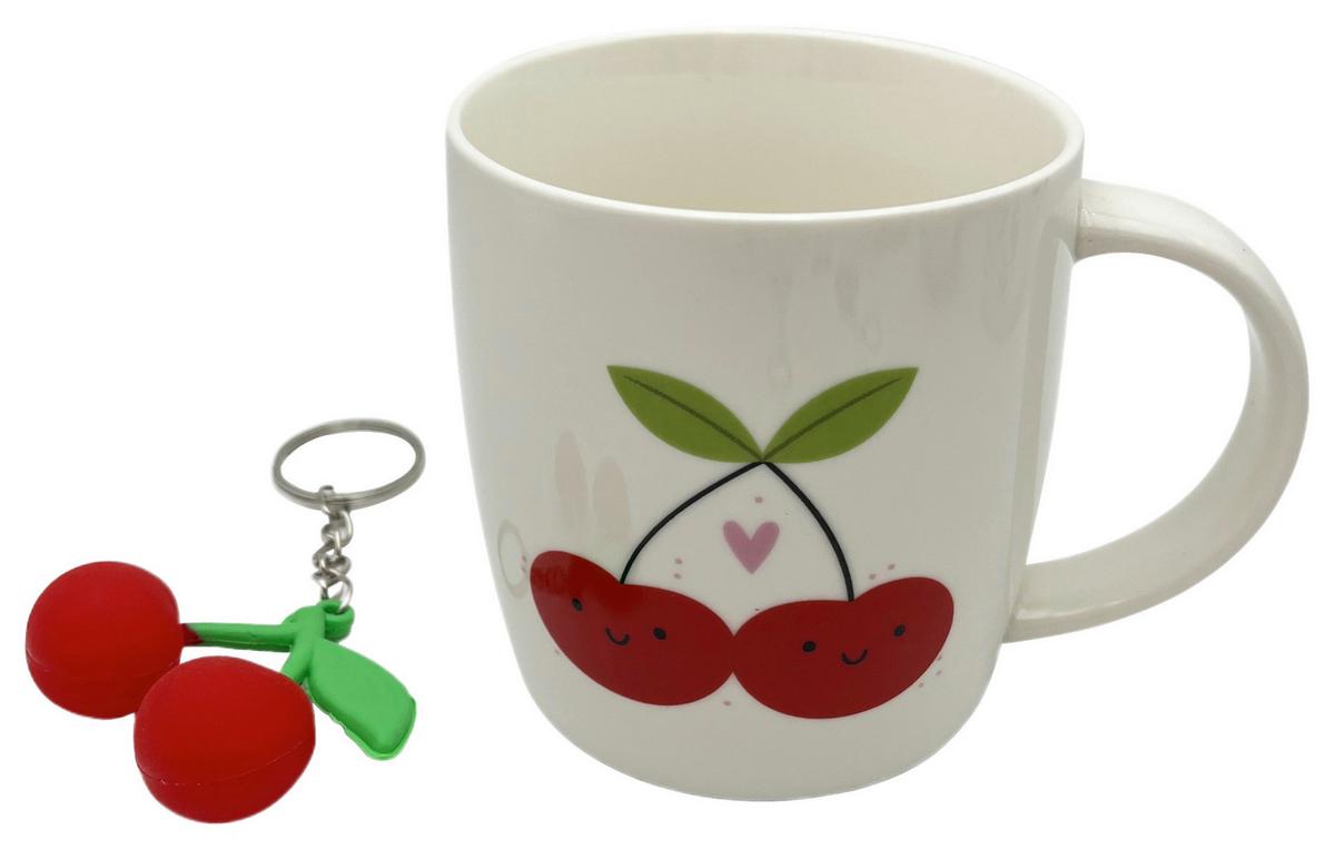 Kaffeebecher Cherry - Rot/Weiß, Basics, Keramik/Kunststoff (8.5/9cm) - Luca Bessoni