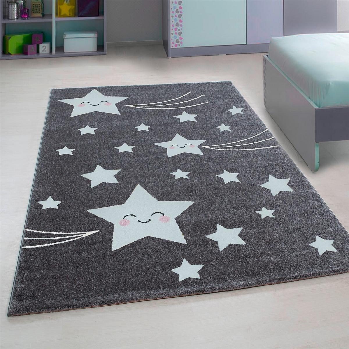 Kinderteppich Stern Grau/Weiß Kids 120x170 cm - Weiß/Grau, Trend, Textil (120/170cm)