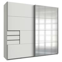 Skriňa s posuv. dverami SAIGON biela/zrkadlo, š. 225 cm - biela/strieborná, Konventionell, kov/kompozitné drevo (225/208/64cm) - Premium Living